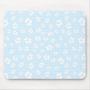 Mousepad Floral de Hibiscus Azul Claro