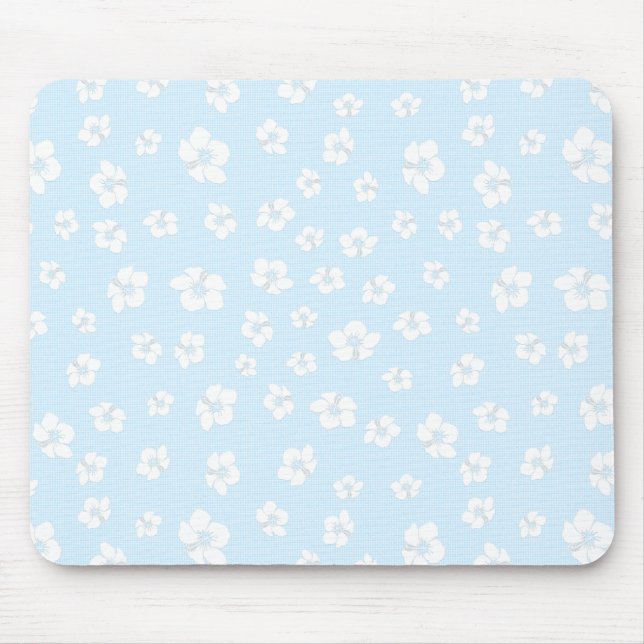Mousepad Floral de Hibiscus Azul Claro (Frente)