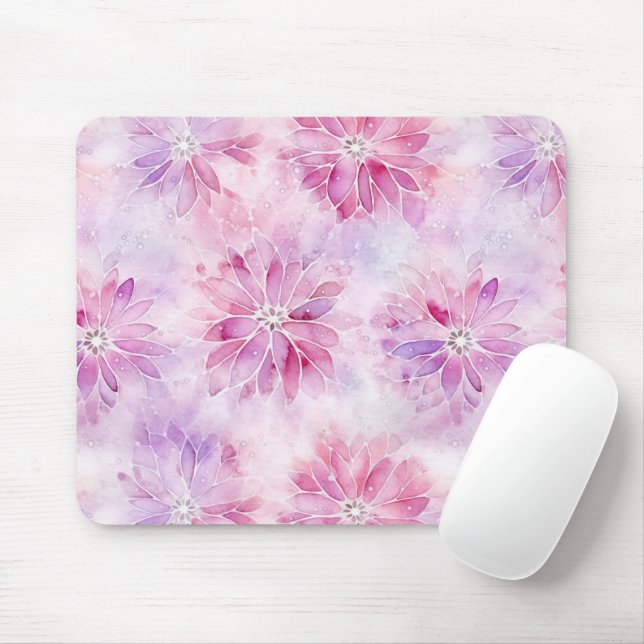 Mousepad Floral de Lavanda Chic Cor-de-Rosa Cintilante (Com mouse)