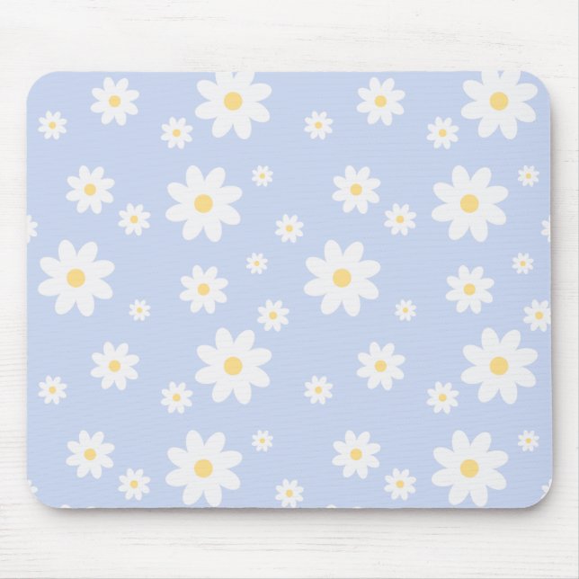 Mousepad Floral de Margarida Branca Simples (Frente)