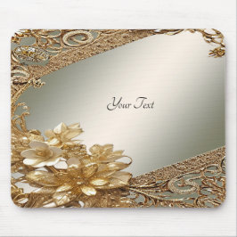 Mousepad Floral do Ornamentado Dourado Moderno