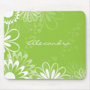 Mousepad floral do verde limão e o branco