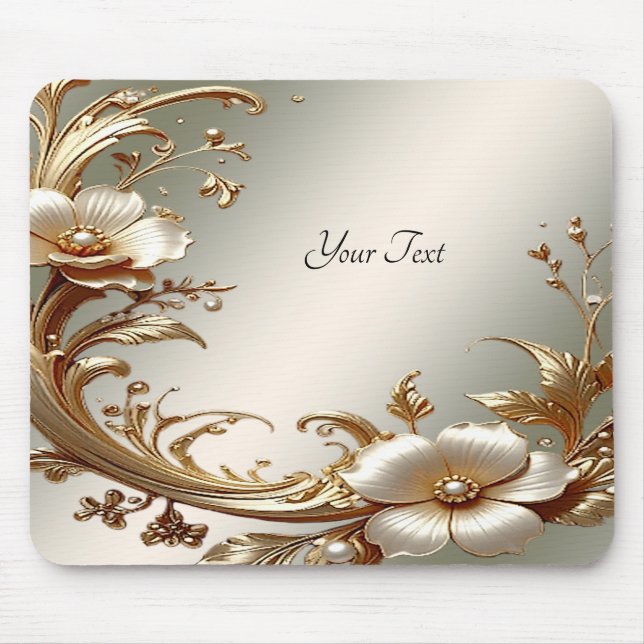 Mousepad Floral Dourado (Frente)