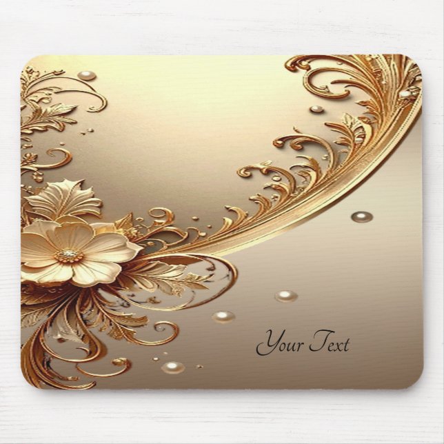 Mousepad Floral Dourado Ornamentado (Frente)