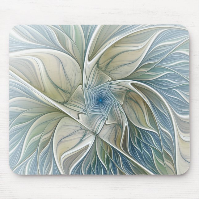 Mousepad Floral Dream Pattern Abstrato Blue Khaki Fractal (Frente)