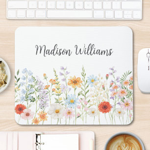 Mousepad Floral Elegante de Flor de Campo Personalizada em