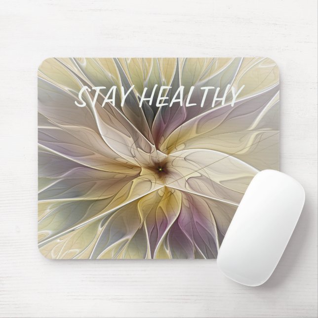 Mousepad Floral Fantasy EggPlant Abstrato Fractal - Texto P (Com mouse)