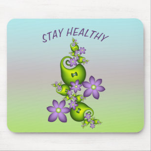 Mousepad Floral Fantasy Lilac Flores Verde Formas Fractais