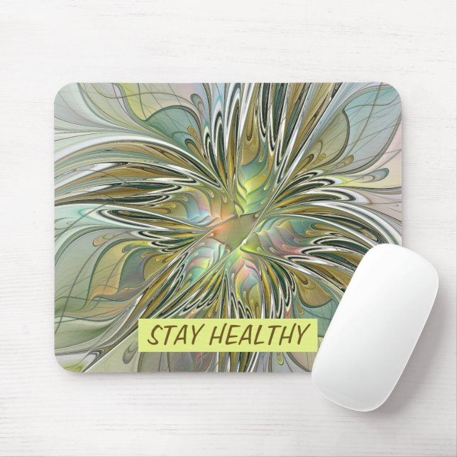 Mousepad Floral Fantasy Moderna Arte Fractal Flor Com Doura (Com mouse)
