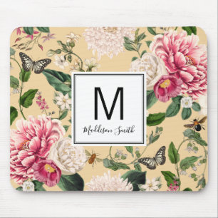 Mousepad Floral Fllower Garden Adicione Seu Nome Creme Amar