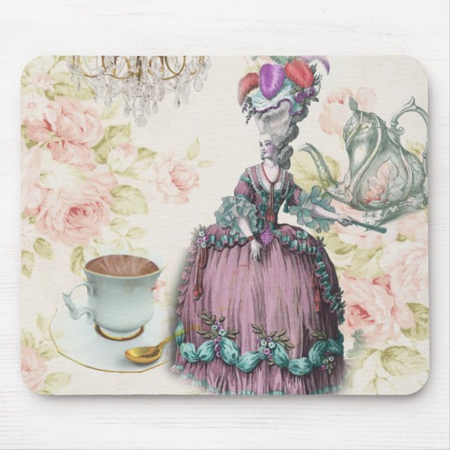 Mousepad Floral francês Paris Tea Party Marie Antoinette (Frente)