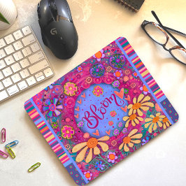 Mousepad Floral Fun Bloom Modern Stripe Inspirividade