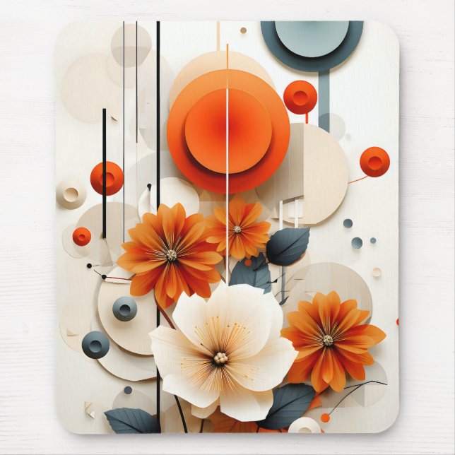 Mousepad Floral Geométrico Abstrato (Frente)