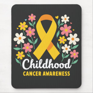Mousepad Floral Infância Cancer Conscientização Fita Amarel