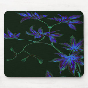 Mousepad Floral Japonês Azul e Verde Profundo
