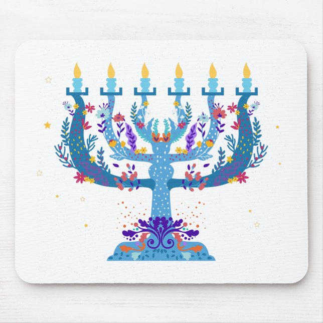 Mousepad floral menorah hanukkah (Frente)