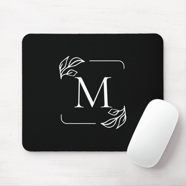Mousepad Floral Minimalista Preto e Branco (Com mouse)