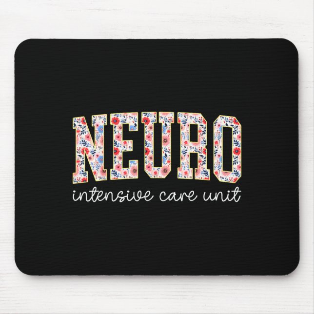 Mousepad Floral Neuro Icu Nurse Brain Neuroscience Icu Nurs (Frente)