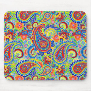 Mousepad Floral Paisley, Ornamentado Colorido da Vintagem