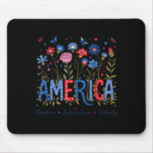 Mousepad Floral Patriótico América Dia da Independência 4 d