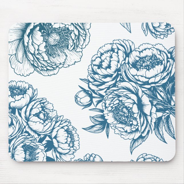 Mousepad Floral Peony Blue (Frente)