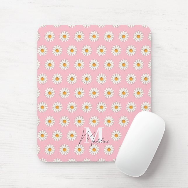 Mousepad Floral Personalizado Daisy - Nome Persona (Com mouse)