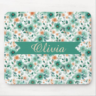 Mousepad Floral Personalizado Verde Primavera Vintage