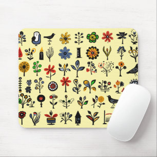 Mousepad Floral popular e aves coloridas