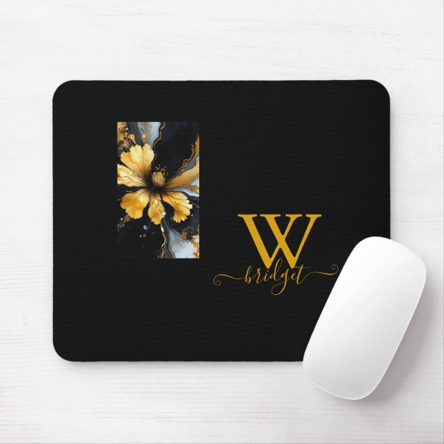 Mousepad floral preto abstrato de giz (Com mouse)