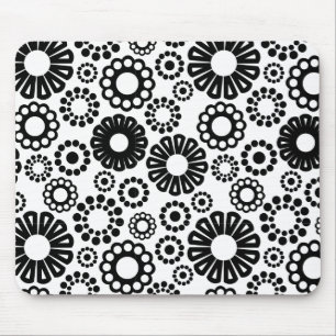 Mousepad floral preto e branco