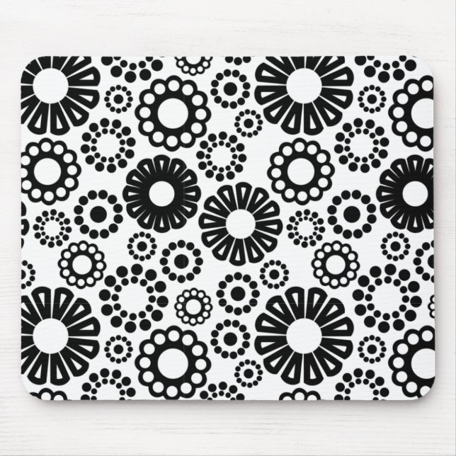 Mousepad floral preto e branco (Frente)