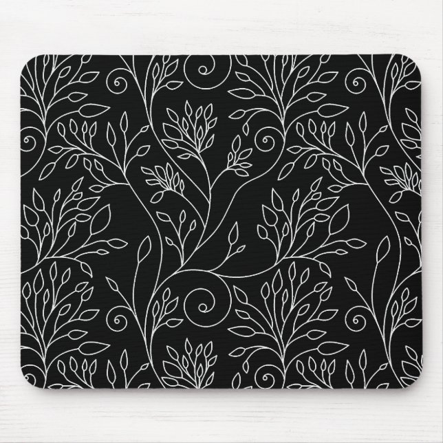 Mousepad floral preto e branco (Frente)