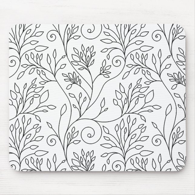 Mousepad floral preto e branco (Frente)