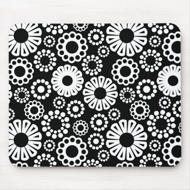 Mousepad floral preto e branco (Frente)