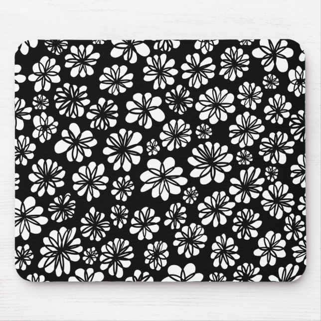 Mousepad Floral Preto e Branco (Frente)