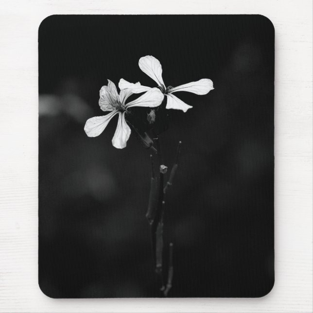 Mousepad floral preto e branco minimalista (Frente)