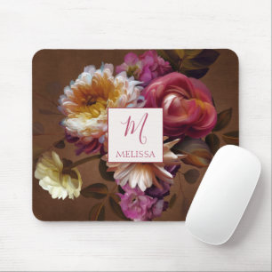 Mousepad Floral Rústico Moderno e Ousado Presente Monogra