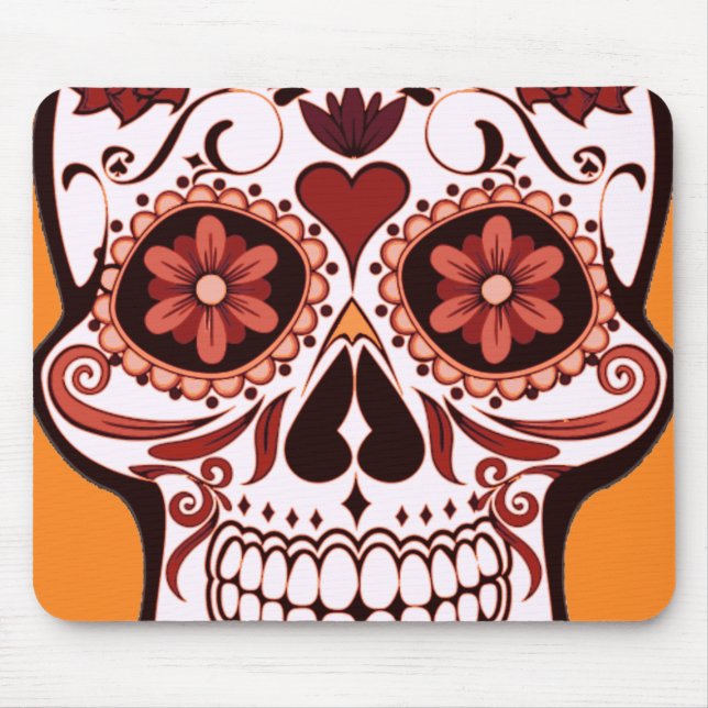 Mousepad Floral Sugar Skull Day of the Dead Art (Frente)