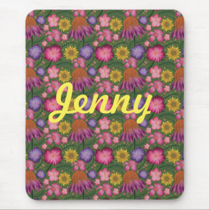 Mousepad Floral Verde de Flor Selvagem Personalizado