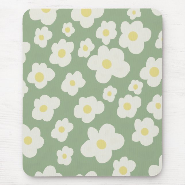 Mousepad Floral verde e branco  (Frente)