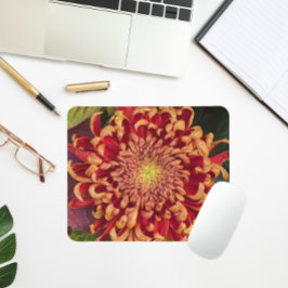 Mousepad Floral, vermelho e amarelo,