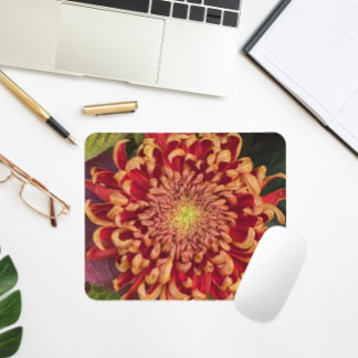 Mousepad Floral, vermelho e amarelo,