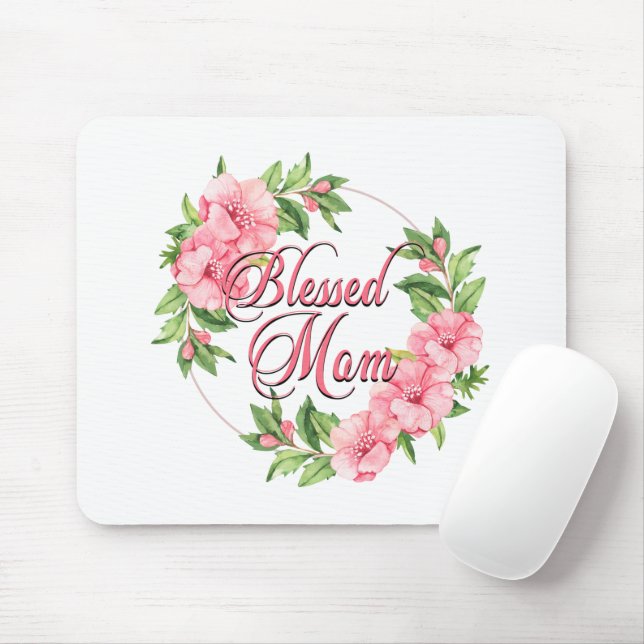 Mousepad Floral Wreath Abençoada Mãe (Com mouse)