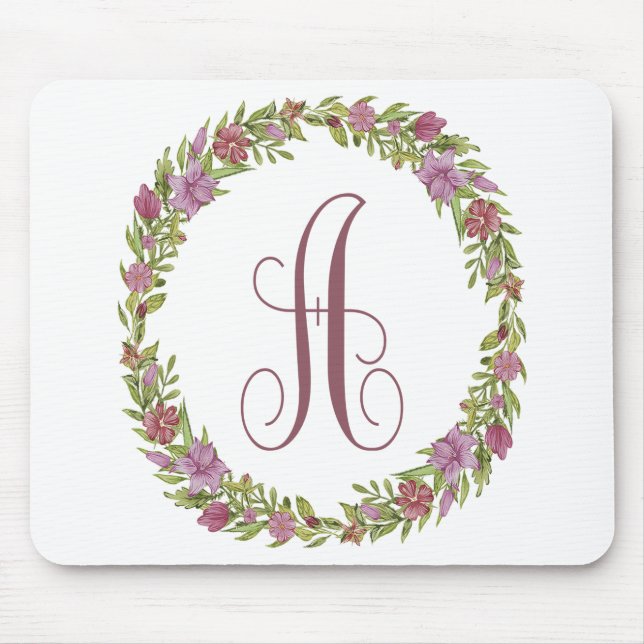Mousepad Floral Wreath Monograma A (Frente)