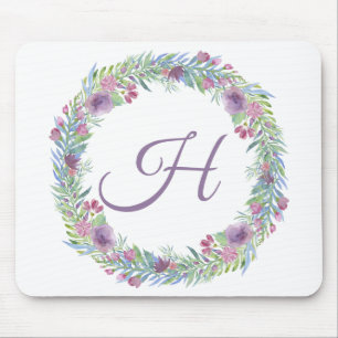 Mousepad Floral Wreath Monograma Personalizado