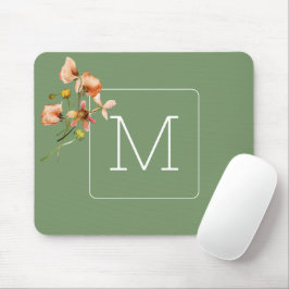 Mousepad Florença Bonito inicial com Elegante verde-sábio