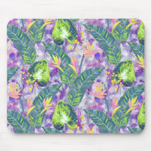 Mousepad Florença tropical, Botânica, lilás, verde, rosa, f