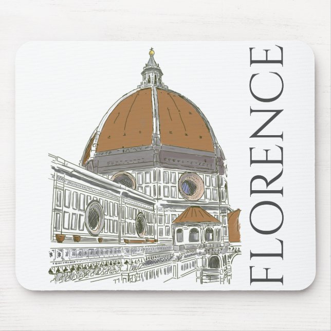 Mousepad Florence Itália Duomo Desenho de Canetas e Tinta (Frente)