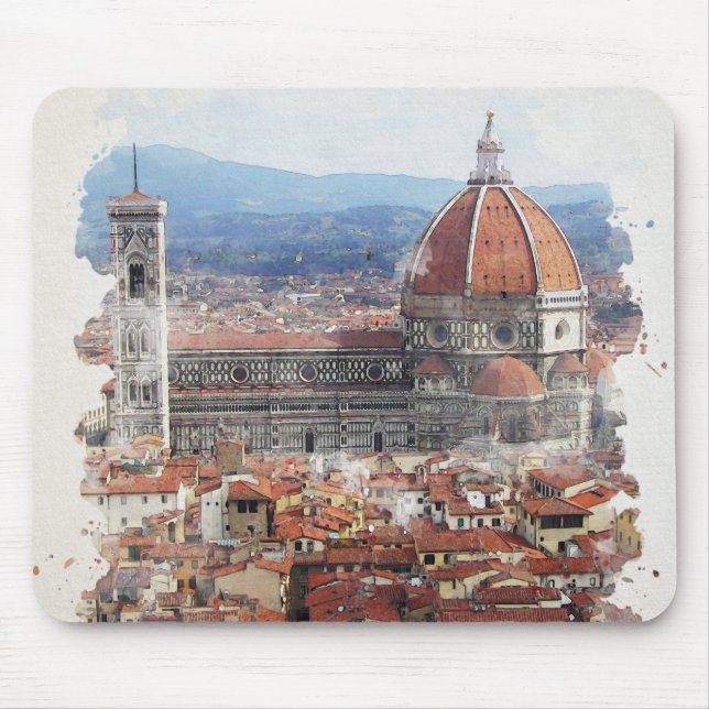 Mousepad Florence Itália Watercolor Art (Frente)