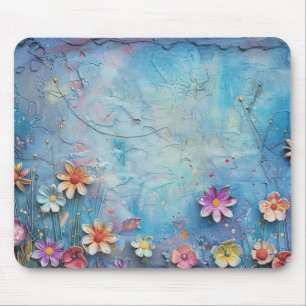 Mousepad Flores 3D azuis
